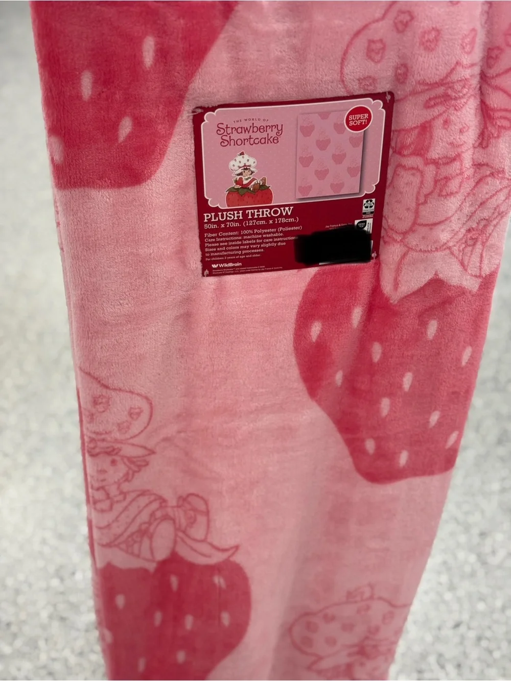 Strawberry Shortcake Plush Throw - Pink Red